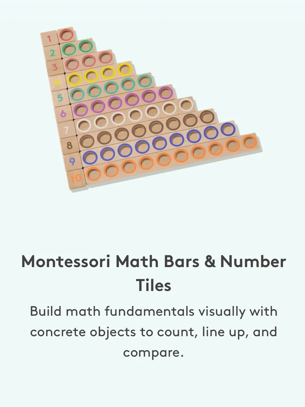 Montessori Math Bars & Number Tiles and Number Sense Nature Counters lovevery